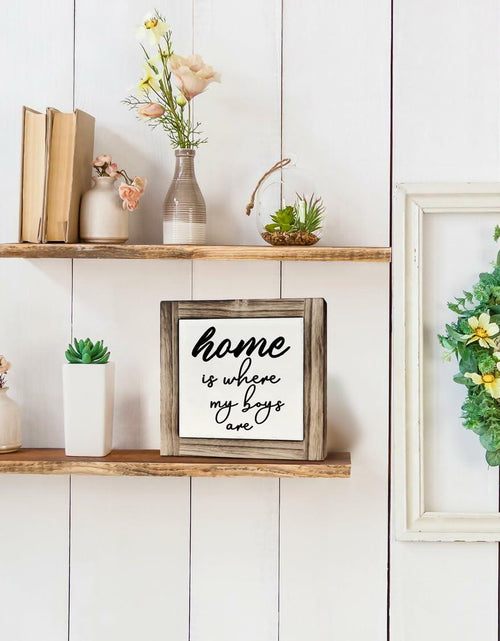Load image into Gallery viewer, Rustic Wood Sign Inspirational Plaque 'Home Is Where My Boys Are'
