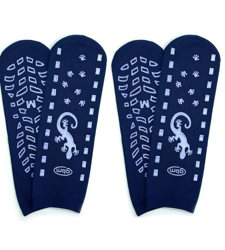 GBM Geckos - Plush Double Tread Non-Slip Safety Socks 2-PACK (Navy Blue, Medium)