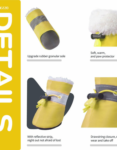 Load image into Gallery viewer, TEOZZO Dog Boots Warm Puppy Paw Protector Reflective Strip Size 6 Yellow 4PCs
