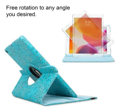 Load image into Gallery viewer, iPad Pro 12.9" 6th Gen Case with Rotating Stand &amp; Auto Sleep/Wake – Blue Flowers
