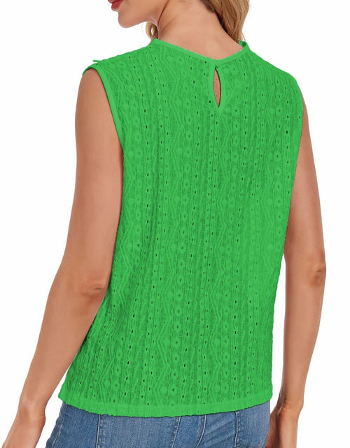 Load image into Gallery viewer, AGWISH Women High Neck Lace Tank Top Sleeveless Rib Summer Medium Green
