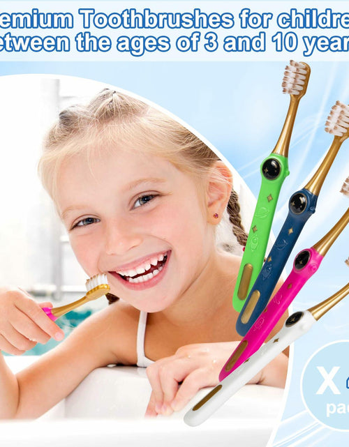 Load image into Gallery viewer, PRASBURR Toddler Toothbrush 4-Pack Galactic Adventures Soft Bristles Age 2-4+
