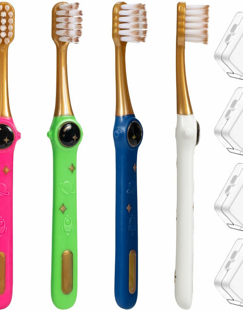 Load image into Gallery viewer, PRASBURR Toddler Toothbrush 4-Pack Galactic Adventures Soft Bristles Age 2-4+
