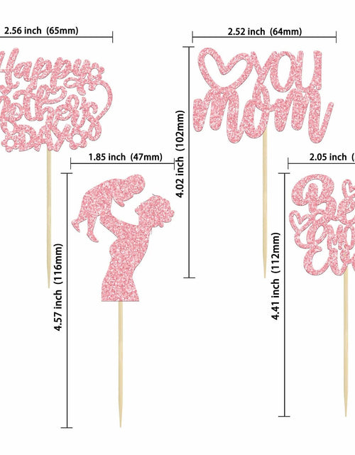 Load image into Gallery viewer, Gyufise 24-Pack Pink Mother’s Day Cupcake Toppers Love You Mom Cake Picks
