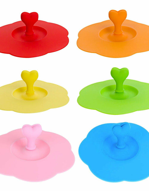 Load image into Gallery viewer, AKOAK 6-Pack Plum Cup Lids Silicone Teacup Lid with Spoon Holder 6 Colors
