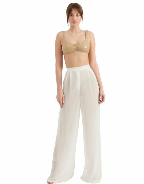 Load image into Gallery viewer, TUBANUR Women’s Chiffon Wide Leg Pants High Waist Palazzo Summer White XS
