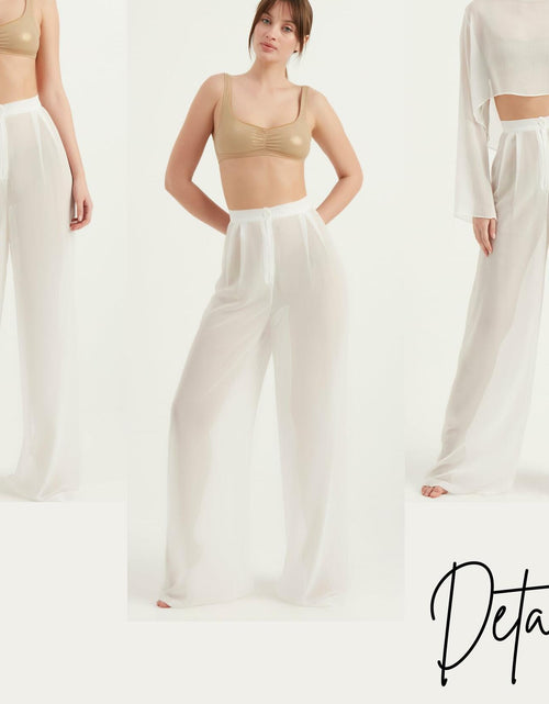 Load image into Gallery viewer, TUBANUR Women’s Chiffon Wide Leg Pants High Waist Palazzo Summer White XS
