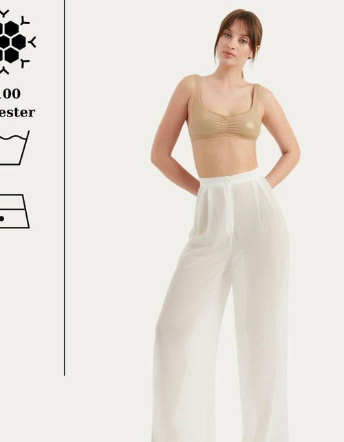 Load image into Gallery viewer, TUBANUR Women’s Chiffon Wide Leg Pants High Waist Palazzo Summer White XS
