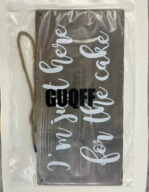 Load image into Gallery viewer, GUQFF “I’m Just Here for the Cake” Wedding Sign – Rustic Ring Bearer Wood Sign
