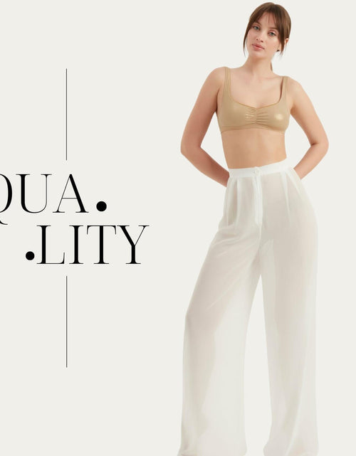 Load image into Gallery viewer, TUBANUR Women’s Chiffon Wide Leg Pants High Waist Palazzo Summer White XS

