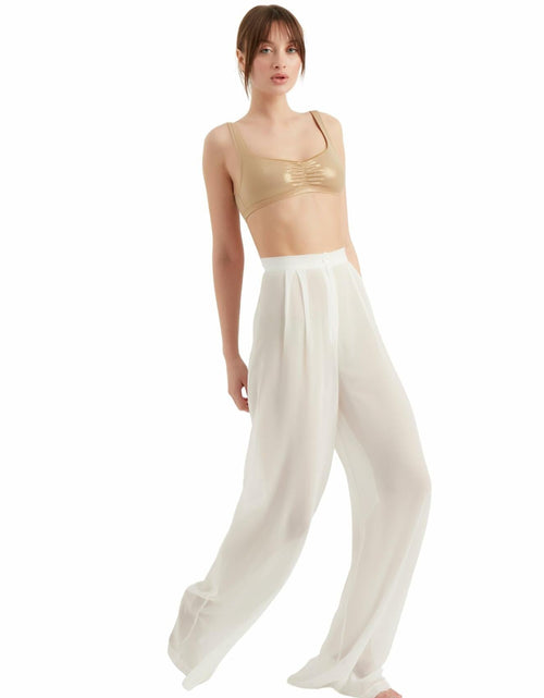 Load image into Gallery viewer, TUBANUR Women’s Chiffon Wide Leg Pants High Waist Palazzo Summer White XS
