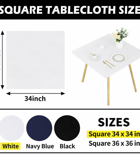 White Fitted Square Tablecloth 34x34in Elastic Spandex Party Table Cover