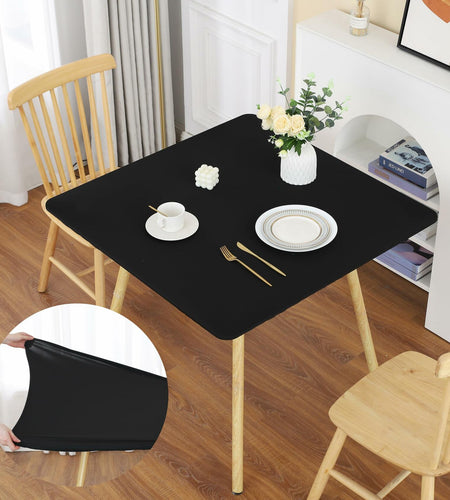 Black Fitted Square Tablecloth 34x34in Elastic Spandex Party Table Cover