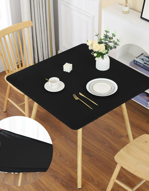 Load image into Gallery viewer, Black Fitted Square Tablecloth 34x34in Elastic Spandex Party Table Cover
