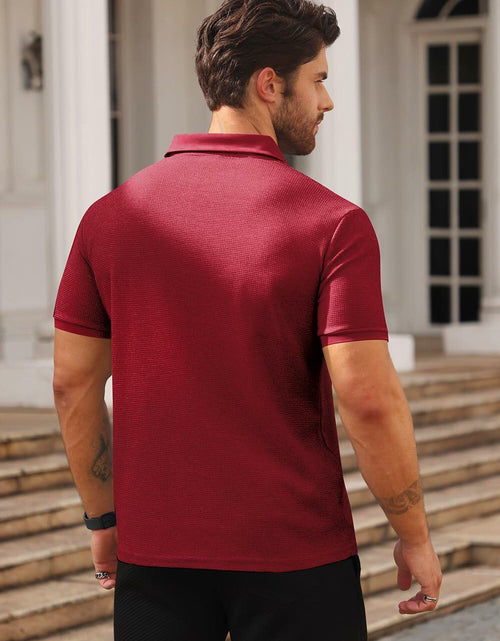 Load image into Gallery viewer, QOSOQ Men’s Polo Shirt Short Sleeve Golf Casual Quick Dry Breathable Red
