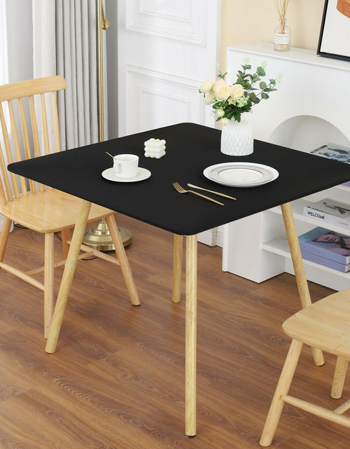 Load image into Gallery viewer, Black Fitted Square Tablecloth 34x34in Elastic Spandex Party Table Cover
