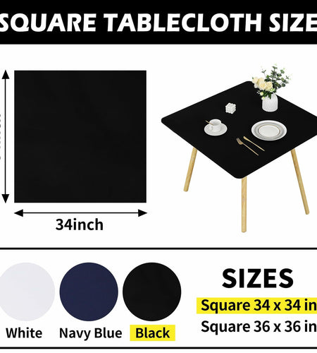 Black Fitted Square Tablecloth 34x34in Elastic Spandex Party Table Cover