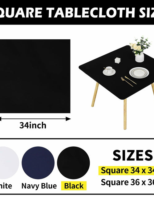 Load image into Gallery viewer, Black Fitted Square Tablecloth 34x34in Elastic Spandex Party Table Cover
