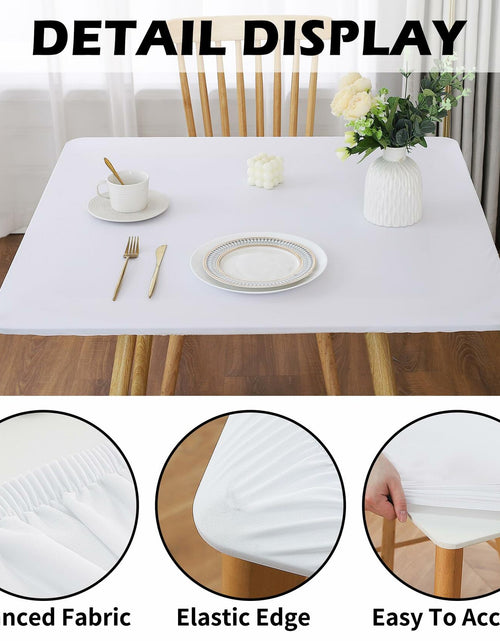 Load image into Gallery viewer, White Fitted Square Tablecloth 34x34in Elastic Spandex Party Table Cover
