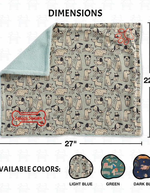 Load image into Gallery viewer, Squiggy Squeaks Dog &amp; Cat Sleep Play Blanket Squeaky Toy 22x27in Blue/Green
