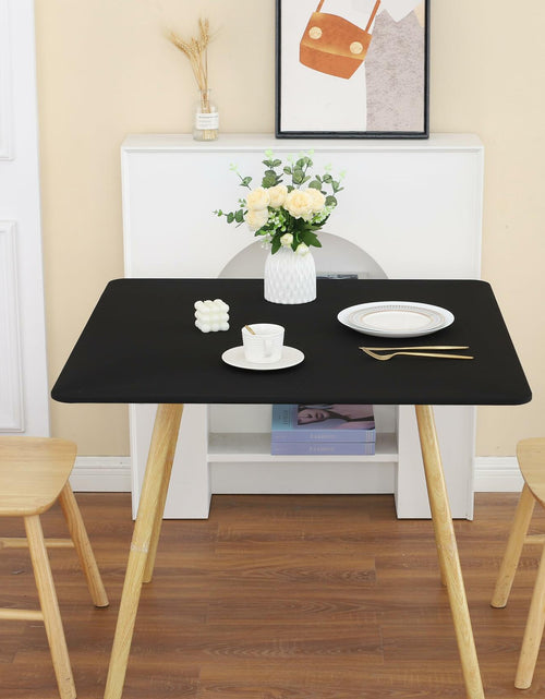 Load image into Gallery viewer, Black Fitted Square Tablecloth 34x34in Elastic Spandex Party Table Cover
