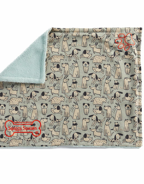 Load image into Gallery viewer, Squiggy Squeaks Dog &amp; Cat Sleep Play Blanket Squeaky Toy 22x27in Blue/Green

