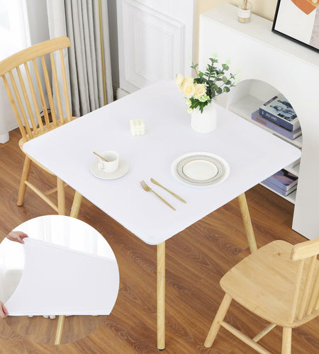 White Fitted Square Tablecloth 34x34in Elastic Spandex Party Table Cover