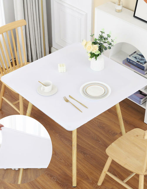 Load image into Gallery viewer, White Fitted Square Tablecloth 34x34in Elastic Spandex Party Table Cover
