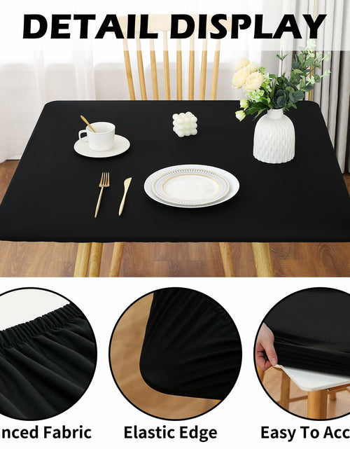 Load image into Gallery viewer, Black Fitted Square Tablecloth 34x34in Elastic Spandex Party Table Cover
