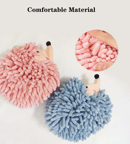 Xinadvrisfy 2-Pack Fuzzy Ball Hand Towels Super Soft Quick Dry Hedgehog