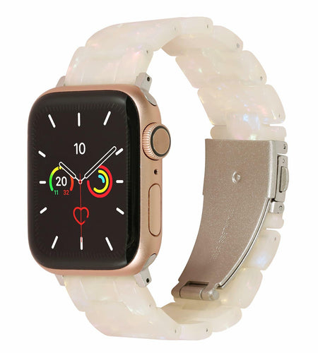 MAIRUI Resin Watch Band for Apple Watch 38-41mm Series 1-9 SE Iridescent White