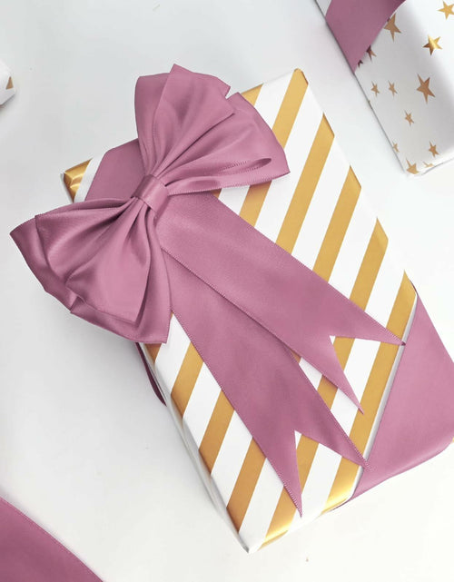 Load image into Gallery viewer, LEEQE Double-Face Rose Mauve Satin Ribbon 1.5" x 25 Yards Gift Wrapping
