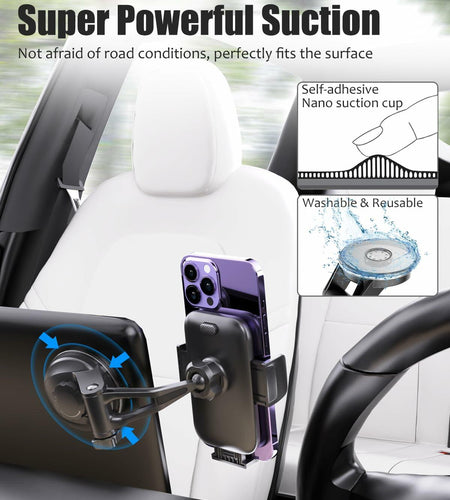 Wukanleng Suction Cup Phone Mount for Tesla Model 3/Y/S/X, 360° Rotating Holder