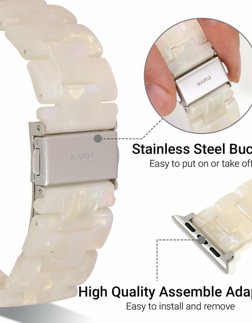 Load image into Gallery viewer, MAIRUI Resin Watch Band for Apple Watch 38-41mm Series 1-9 SE Iridescent White
