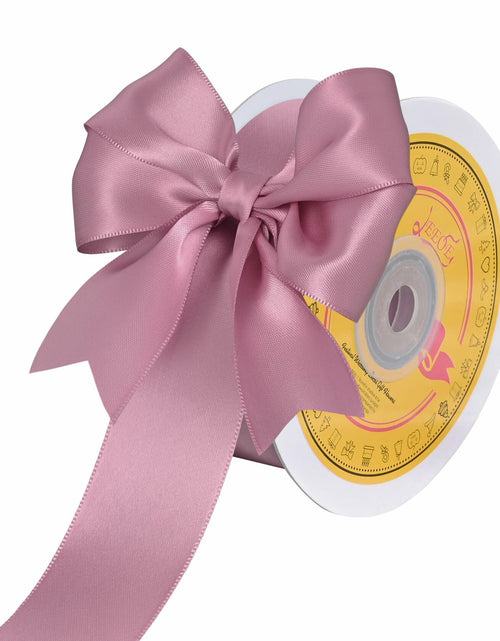 Load image into Gallery viewer, LEEQE Double-Face Rose Mauve Satin Ribbon 1.5" x 25 Yards Gift Wrapping
