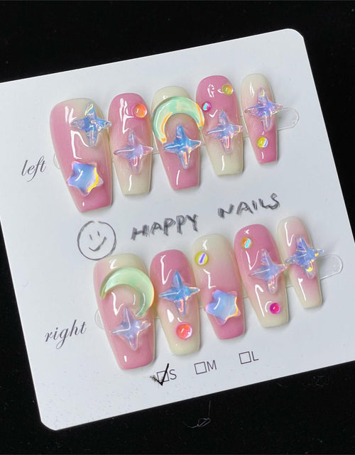 Load image into Gallery viewer, 10PCS Handmade Luxury 3D Press-On Nails Reusable Hand-Painted Gel Kit CL-9006-L
