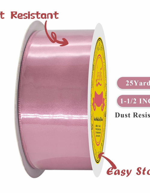 Load image into Gallery viewer, LEEQE Double-Face Rose Mauve Satin Ribbon 1.5" x 25 Yards Gift Wrapping
