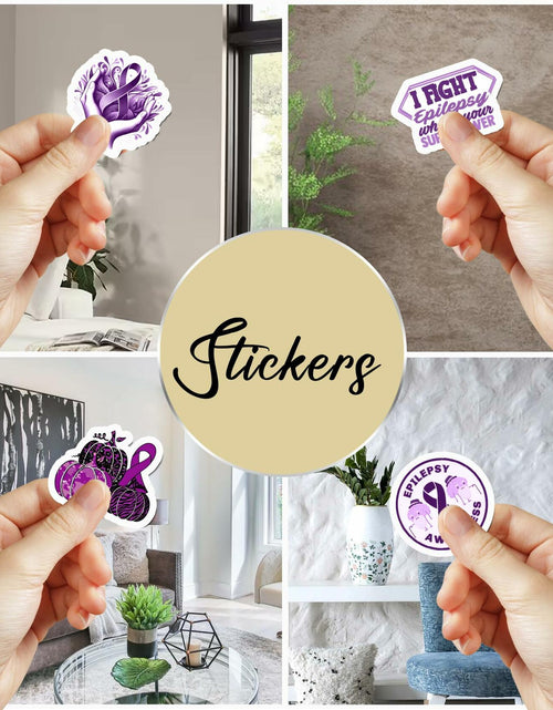 Load image into Gallery viewer, BIGZORO 50PCS Epilepsy Awareness Stickers Ribbon Vinyl Decals Waterproof
