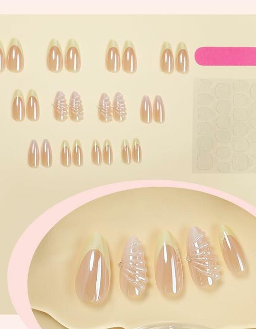 Load image into Gallery viewer, Butterfly Nail Art Clear Acrylic Almond Nails Gold Tips 3D Rhinestone
