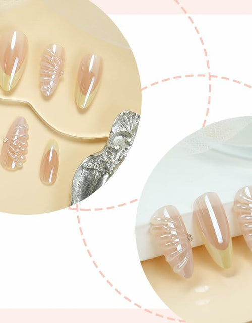 Load image into Gallery viewer, Butterfly Nail Art Clear Acrylic Almond Nails Gold Tips 3D Rhinestone
