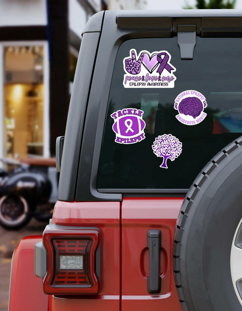 Load image into Gallery viewer, BIGZORO 50PCS Epilepsy Awareness Stickers Ribbon Vinyl Decals Waterproof
