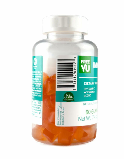 Load image into Gallery viewer, FREEYU Halal Gluten-Free Immunity Gummies Multivitamin with Zinc C D 60pcs

