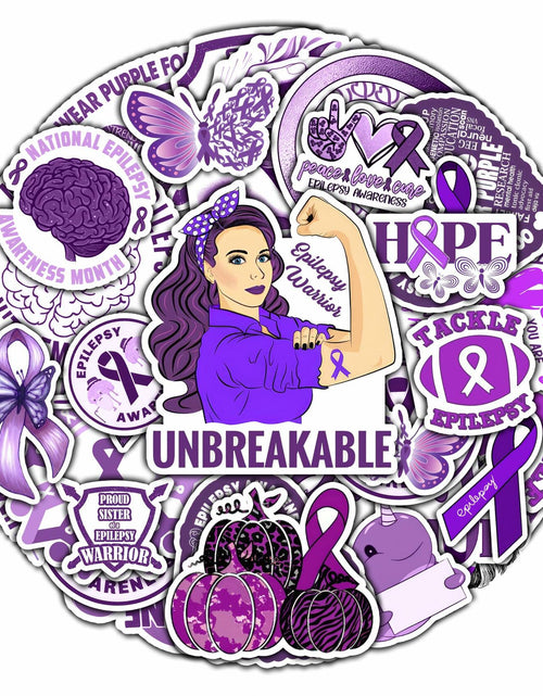 Load image into Gallery viewer, BIGZORO 50PCS Epilepsy Awareness Stickers Ribbon Vinyl Decals Waterproof
