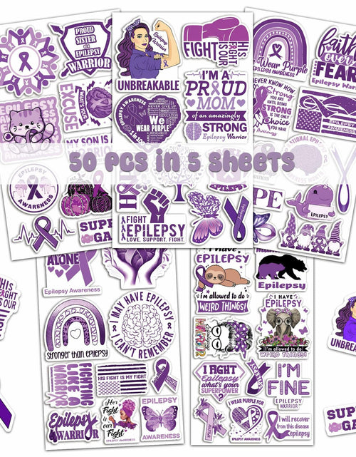 Load image into Gallery viewer, BIGZORO 50PCS Epilepsy Awareness Stickers Ribbon Vinyl Decals Waterproof
