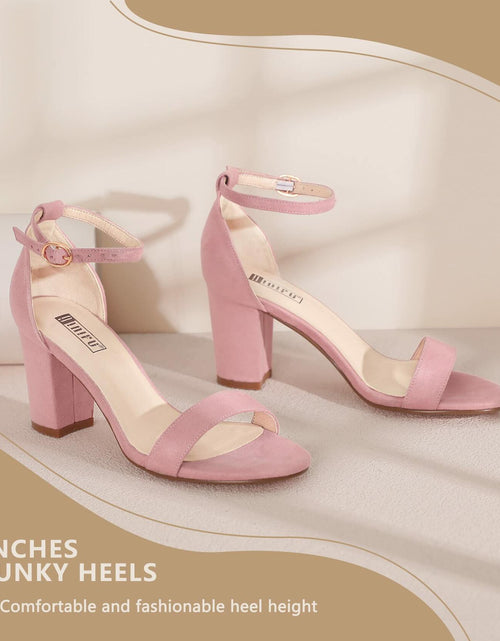Load image into Gallery viewer, IDIFU Cookie-MI 3" Block Heel Sandals Pink Suede Open Toe Women US 8 B(M)
