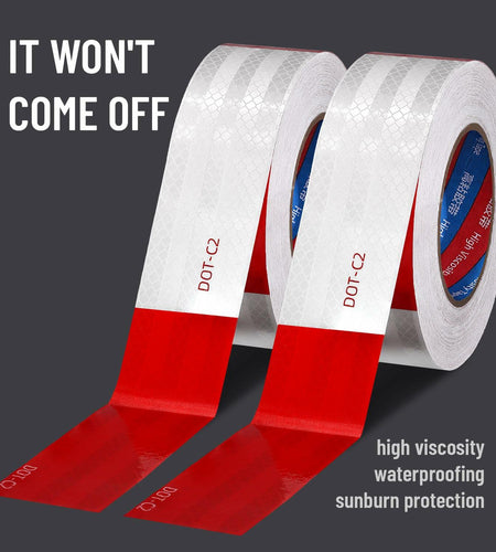 ROIKVN Reflective Safety Tape 2"x200ft Waterproof Red/White DOT-C2 Outdoor