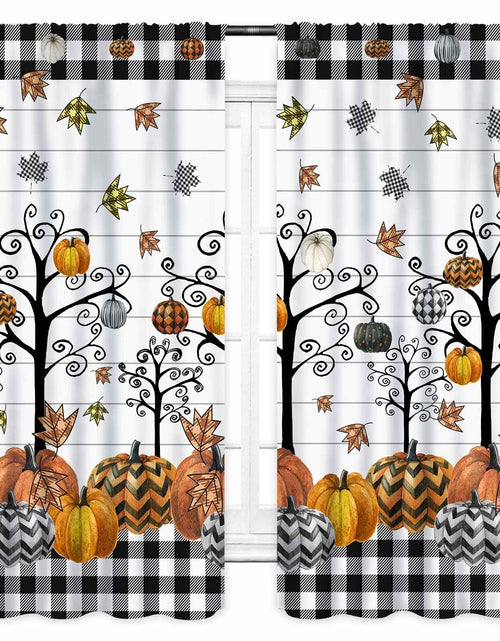 Load image into Gallery viewer, Fall Themed Curtains Autumn Leaves Halloween Pumpkin Drapes 42x45 Inch
