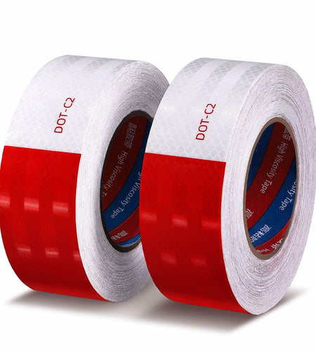 ROIKVN Reflective Safety Tape 2"x200ft Waterproof Red/White DOT-C2 Outdoor