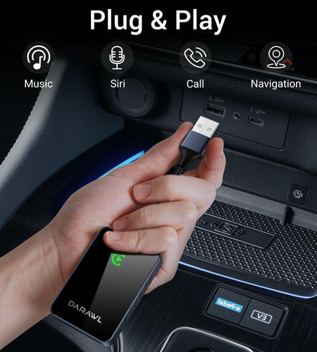 DARAWL Wireless CarPlay Adapter Wired to Wireless for Cars 2015+ iOS 10+