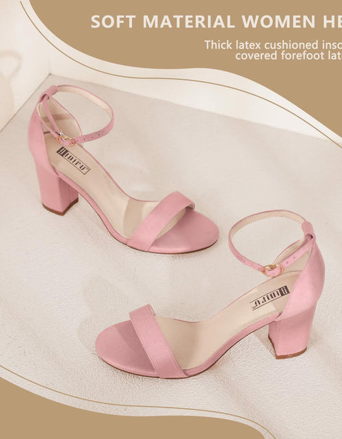 Load image into Gallery viewer, IDIFU Cookie-MI 3" Block Heel Sandals Pink Suede Open Toe Women US 8 B(M)
